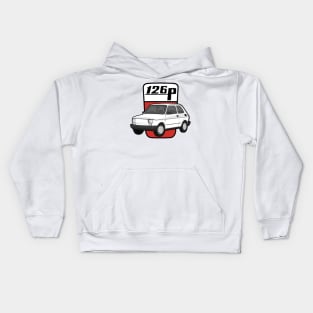 126P Car maluch 126 white Kids Hoodie